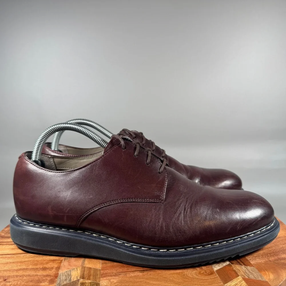Clarks Tor England Mens Burgundy Leather Derby Shoes 261206997 Size 8 M